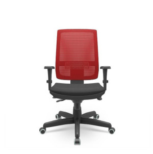 Cadeira Giratória Presidente Brizza 99000 Mecanismo Slider, Encosto Regulável Em Tela, Base Standard, Rod. Pu 55Mm, Braço 3D - Plaxmetal  - Rev Vinil - Corplax Vinil Bege - Tl Tela Azul