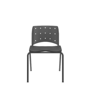 Cadeira Fixa Ergoplax Slim 63001 Montada, Estrutura Preta, Assento Estofado, Assento E Encosto Preto – Plaxmetal  - Rev Plásticos Plaxmetal - Plpx Plástico Preto 13 - Estr Preto
