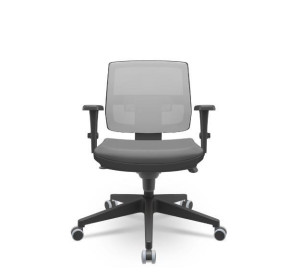 Cadeira Giratória Executiva Brizza 99001 Mecanismo Backplax, Encosto Regulável Em Tela, Base Piramidal, Rod. Pu 55Mm, Braço 3D – Plaxmetal  - Rev Vinil - Corplax Vinil Cinza - Tl Tela Vermelho