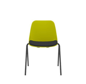 Cadeira Fixa Quick 62020 Base V, Concha Termoplástica Com Estofado No Assento, Estrutura Preta - Plaxmetal  - Rev Vinil - Corplax Vinil Café - Plpx Plástico Basalto 52