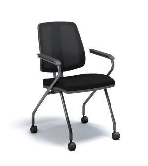 Poltrona Fixa Aproximação 43106 Base Zi C/ Rod. 50 Nylon, Enc. Tela Flip, Braço Integrado - Estrutura Preta - Linha Flip - Cavaletti  - Rev Politex - Cor (Politex) Preto - Tlflip Cinza Poltrona Fixa Aproximação 43106 Base Zi C/ Rod. 50 Nylon, Enc. Tela Flip, Braço Integrado - Estrutura Preta - Linha Flip - Cavaletti  - Rev Politex - Cor (Politex) Preto - Tlflip Cinza