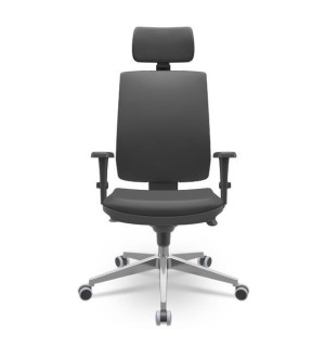 Cadeira Giratória Presidente Brizza Soft 99005 Com Apoio De Cabeça, Mecanismo Relax, Encosto Fixo, Base Alumínio, Rod. Pu 55Mm, Braço 3D - Plaxmetal  - Rev Vinil - Corplax Vinil Vinho