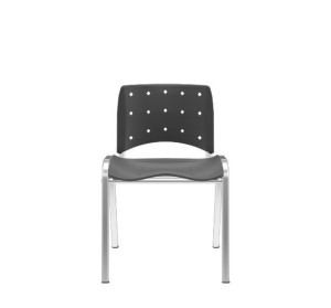 Cadeira Fixa Ergoplax 34749 Montada, Estrutura Cromada, Sem Estofado, Assento E Encosto Preto – Plaxmetal  - Rev Plásticos Plaxmetal - Plpx Plástico Preto 13 - Estr Cromado - Corplax Vinil Preto