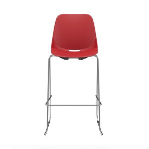 Cadeira Fixa Alta Quick 62023 Base Trapezoidal, Concha Termoplástica, Estrutura Cromada – Plaxmetal  - Rev Plásticos Plaxmetal - Plpx Plástico Preto 13