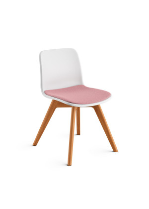 Cadeira Fixa 46266, Pé Piramidal Madeira Envernizada, Concha Plástica C/ Sobre Assento Revestido - Linha Match - Cavaletti  - Rev Plasticos Match - Cor (Match) Nude Rose Cadeira Fixa 46266, Pé Piramidal Madeira Envernizada, Concha Plástica C/ Sobre Assento Revestido - Linha Match - Cavaletti  - Rev Plasticos Match - Cor (Match) Nude Rose