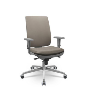 Cadeira Giratória Presidente Brizza Soft 99015 Mecanismo Slider, Encosto Regulável, Base Alumínio, Rod. Pu 55Mm, Braço 3D, Estrutura Cinza – Plaxmetal  - Rev Vinil - Corplax Vinil Vermelho