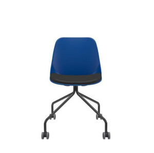 Cadeira Quick 62001 Concha Termoplástica Com Estofado No Assento, Estrutura Preta Ou Branca, 4 Pés Com Rod. Pu 55Mm - Plaxmetal  - Rev Vinil - Corplax Vinil Bege - Estr Preto - Plpx Plástico Preto 13