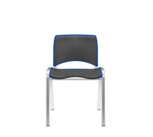 Cadeira Fixa Ergoplax 34749 Montada, Estrutura Cromada, Assento E Encosto Estofados, Assento E Encosto Colorido – Plaxmetal  - Plpx Plástico Azul Bic 12 - Corplax Vinil Preto - Estr Cromado