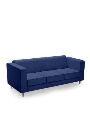 Sofá Espera 12105 3 Lugares - Pé De Apoio Em Alumínio - Linha Box – Cavaletti  - Rev Couro Ecologico - Cor (Cec)Azul Sofá Espera 12105 3 Lugares - Pé De Apoio Em Alumínio - Linha Box – Cavaletti  - Rev Couro Ecologico - Cor (Cec)Azul