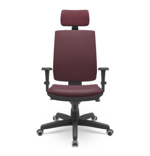 Cadeira Giratória Presidente Brizza Soft 99005 Com Apoio De Cabeça, Mecanismo Relax, Encosto Fixo, Base Standard, Rod. Pu 55Mm, Braço 3D – Plaxmetal  - Rev Vinil - Corplax Vinil Vermelho