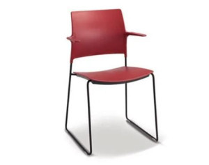 Cadeira Fixa 34006 A, C/ Braço - Estrutura Preta - Linha Go - Cavaletti  - Rev Plásticos Go - Cor (Plast Go) Azul Marine