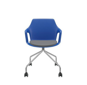 Cadeira Giratória Vesper 64001 4 Pés Com Rod. Pu, Com Estofado, Estrutura Cromada - Plaxmetal  - Rev Vinil - Corplax Vinil Amarelo - Plpx Plástico Preto 13