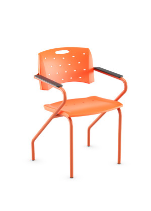 Cadeira Fixa 35007 Z, C/ Braço - Linha Viva - Cavaletti  - Rev Plásticos Viva - Cor (Plast Viva) Branco