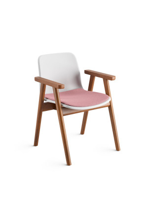 Cadeira Fixa 46466, Pé Palito Madeira Envernizada C/ Braço Integrado, Concha Plástica C/ Sobre Assento Revestido - Linha Match - Cavaletti  - Rev Plasticos Match - Cor (Match) Nude Rose Cadeira Fixa 46466, Pé Palito Madeira Envernizada C/ Braço Integrado, Concha Plástica C/ Sobre Assento Revestido - Linha Match - Cavaletti  - Rev Plasticos Match - Cor (Match) Nude Rose