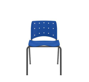 Cadeira Fixa Ergoplax Slim 63001 Montada, Estrutura Preta, Sem Estofado, Assento E Encosto Colorido – Plaxmetal  - Rev Plásticos Plaxmetal - Plpx Plástico Azul Bic 12 - Estr Preto