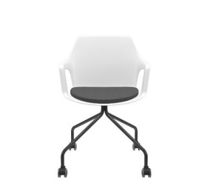 Cadeira Giratória Vesper 64001 4 Pés Com Rod. Pu, Com Estofado, Estrutura Branca Ou Preta - Plaxmetal  - Rev Poliéster - Corplax Poliéster Amarelo - Plpx Plástico Azul Bic 12