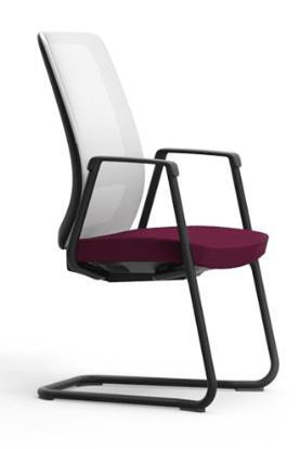 Poltrona Fixa Apoximação 42106, Encosto Tela Velo, Base Si, Braço Integrado - Linha Velo - Cavaletti  - Rev Couro Ecologico - Cor (Cec)Caramelo - Tlvelo Azul