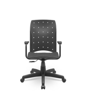 Cadeira Giratória Presidente Ergoplax 33682 Assento E Encosto Preto, Assento Estofado, Estrutura Preta - Plaxmetal  - Plpx Plástico Preto 13 - Corplax Vinil Preto