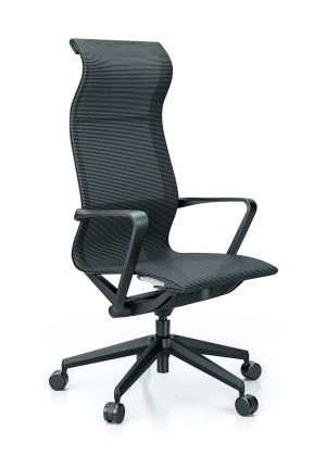 Cadeira Giratória Presidente 44101, Encosto Alto, Auto Regulável, Estrutura Preta, Aranha Nylon Preta, Rod. 60 Misto, Revestimento Em Tela - Linha Aura - Cavaletti Cadeira Giratória Presidente 44101, Encosto Alto, Auto Regulável, Estrutura Preta, Aranha Nylon Preta, Rod. 60 Misto, Revestimento Em Tela - Linha Aura - Cavaletti