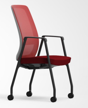 Poltrona Fixa Aproximação 42106, Encosto Tela Velo, C/ Rod 50 Pu - Linha Velo - Cavaletti  - Rev Poliéster - Cor (Poliéster) Chumbo - Tlvelo Azul