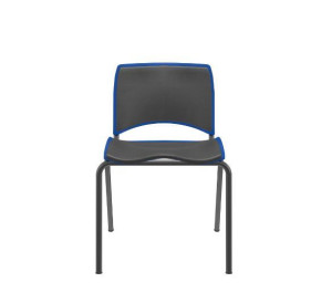 Cadeira Fixa Ergoplax Slim 63001 Montada, Estrutura Preta, Assento E Encosto Estofados, Assento E Encosto Colorido – Plaxmetal  - Plpx Plástico Azul Bic 12 - Corplax Vinil Preto - Estr Preto