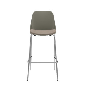 Cadeira Fixa Alta Quick 62022 Base 4 Pés, Concha Termoplástica Com Estofado No Assento, Estrutura Cromada - Plaxmetal  - Rev Vinil - Corplax Vinil Vermelho - Plpx Plástico Azul Bic 12