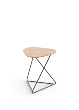 Mesa Lateral 36113, Tampo C/ Borda Envernizada, Altura Estrutura 550Mm - Linha Solo - Cavaletti  - Rev Madeira