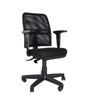 Cadeira Giratória 16002 Syncron, Encosto Tela Newnet, C/ Apoio Lombar Regulável, Aranha C/ Polaina, Rod. 50 Pu, Braço Sl - Linha Newnet – Cavaletti  - Rev Grani - Cor (Grani) Nude Ântico - Tlnew Preto