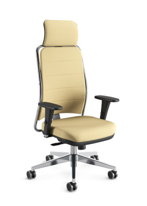 Cadeira Giratória 16501 Syncron, Encosto C/ Apoio Cabeça, Aranha C/ Polaina, Rod. 50 Pu, Braço 3D - Linha Soft - Cavaletti  - Rev Couro Ecologico - Cor (Cec)Preto