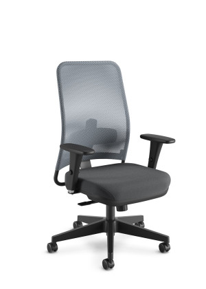 Cadeira Giratória 16002 Syncron, Encosto Tela Newnet, C/ Apoio Lombar Regulável, Aranha Nylon, Rod. 50 Pu, Braço 3D - Linha Newnet – Cavaletti  - Rev Couro Ecologico - Cor (Cec)Bege - Tlnew Preto