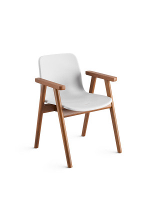 Cadeira Fixa 46406, Pé Palito Madeira Envernizada C/ Braço Integrado - Linha Match - Cavaletti  - Rev Plasticos Match - Cor (Match) Azul Profundo Cadeira Fixa 46406, Pé Palito Madeira Envernizada C/ Braço Integrado - Linha Match - Cavaletti  - Rev Plasticos Match - Cor (Match) Azul Profundo