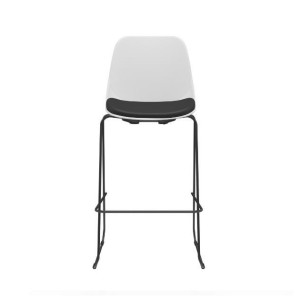 Cadeira Fixa Alta Quick 62023 Base Trapezoidal, Concha Termoplástica Com Estofado No Assento, Estrutura Preta - Plaxmetal  - Rev Vinil - Corplax Vinil Café - Plpx Plástico Preto 13