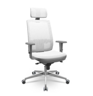 Cadeira Giratória Presidente Brizza 99010 Com Apoio De Cabeça, Mecanismo Slider, Encosto Regulável Em Tela, Base Alumínio, Rod. Pu 55Mm, Braço 3D, Estrutura Cinza - Plaxmetal  - Rev Vinil - Corplax Vinil Vermelho - Tl Tela Preto