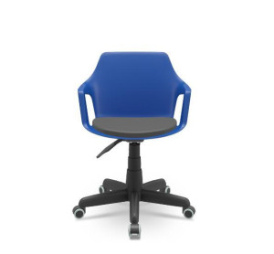 Cadeira Giratória Vesper 64000 Base Secretária Standard, Rod. Pu, Com Estofado - Plaxmetal  - Rev Poliéster - Corplax Poliéster Fendi - Plpx Plástico Azul Bic 12