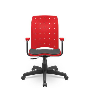 Cadeira Giratória Presidente Ergoplax 33682 Assento E Encosto Colorido, Assento Estofado, Estrutura Preta – Plaxmetal  - Rev Plásticos Plaxmetal - Plpx Plástico Preto 13 - Corplax Vinil Preto