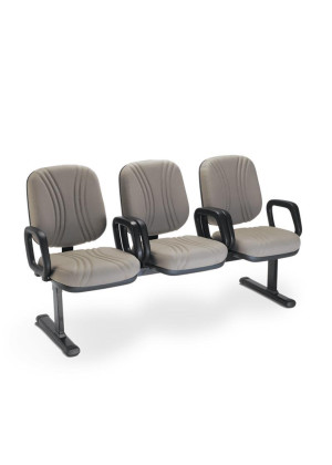 Conjunto Poltronas Auditório 3005 3L Braço Americano - Linha Start Plus - Cavaletti  - Rev Space - Cor (Space) Marrom Conjunto Poltronas Auditório 3005 3L Braço Americano - Linha Start Plus - Cavaletti  - Rev Space - Cor (Space) Marrom