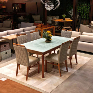 Mesa de Jantar Valencia e 6 Cadeiras Carpi - São José Store