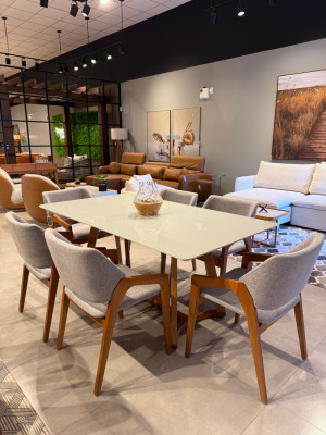 Conjunto Mesa Milo Vidro e Cadeira Tori - São José Store - 