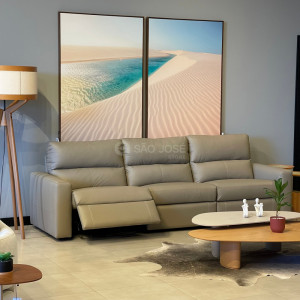 Sofá Olso Minuano 2,95m Couro Legítimo Abertura Elétrica