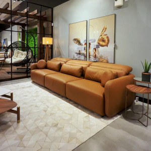 Sofá Buble 3,30m em Couro Legítimo com Abertura Elétrica - 