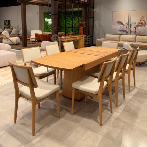 Conjunto Mesa Elástica Ilhabela e 8 Cadeiras Dina Soft  - São José Store