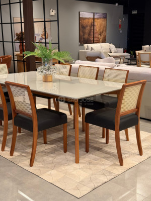 Conjunto Mesa Orit vidro e 8 Cadeiras Ravena - São José Store - 