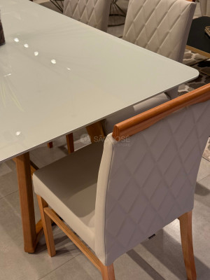Conjunto Mesa Milo Vidro e Cadeira Carpi - São José Store - 