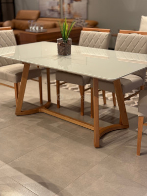 Conjunto Mesa Milo Vidro e Cadeira Carpi - São José Store - 