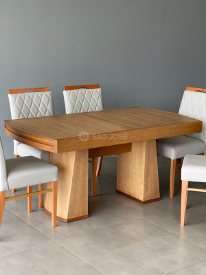 Conjunto Mesa Extensível Ilhabela 1,62/2,22m e 6 Cadeiras Carpi  - São José Store - 