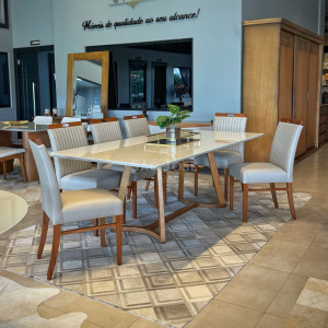 Conjunto Mesa Milo Vidro e Cadeira Catânia - São José Store - 