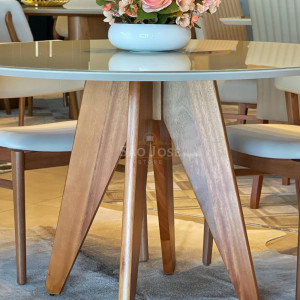 Conjunto Mesa Maranello Vidro  e Cadeira Fly - São José Store - 