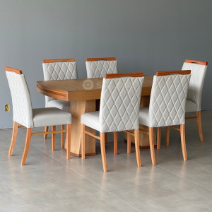 Conjunto Mesa Extensível Ilhabela 1,62/2,22m e 6 Cadeiras Carpi  - São José Store