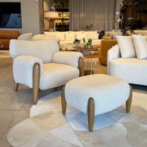 Poltrona Camaquã Com Puff Estofado Jardim