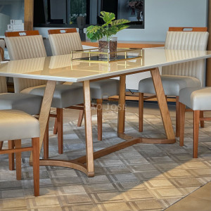 Conjunto Mesa Milo Vidro e Cadeira Catânia - São José Store - 